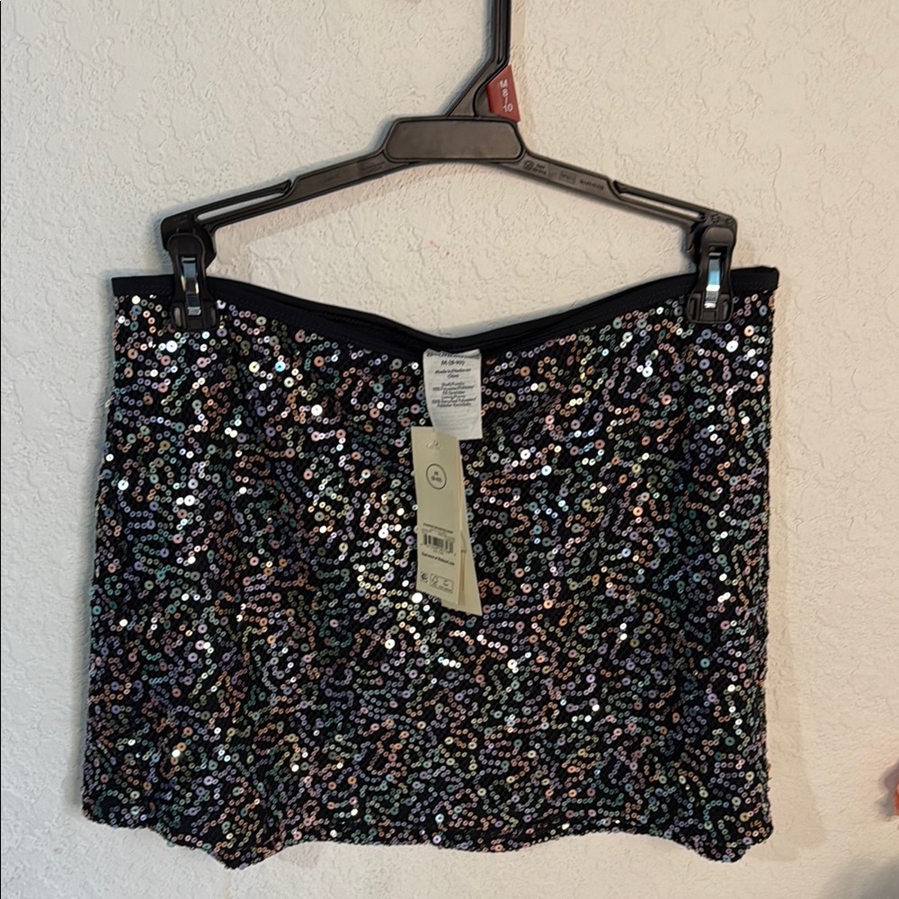 No Boundaries Black Sequin Bubble Mini Skirt